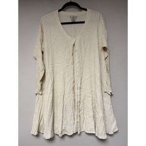 GHOST Cream Textured Button Front Tunic Top Midi Dress Size M Made in England